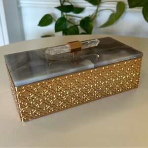 RARE & DISCONTINUED Kendra Scott Home Rose Gold Filigree & Tan Agate Box